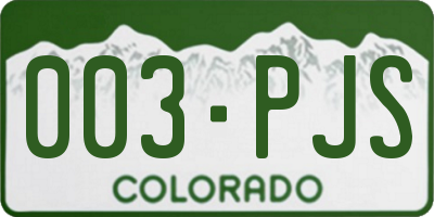CO license plate 003PJS