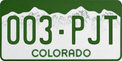 CO license plate 003PJT