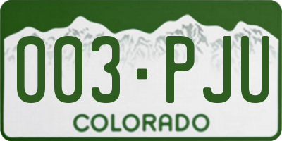 CO license plate 003PJU