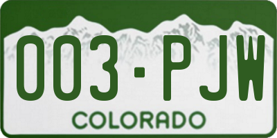 CO license plate 003PJW