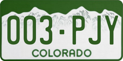 CO license plate 003PJY
