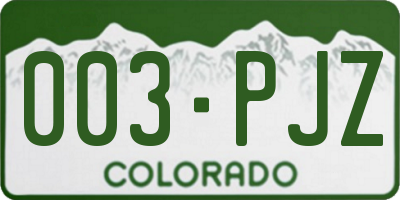CO license plate 003PJZ