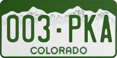 CO license plate 003PKA