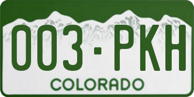 CO license plate 003PKH