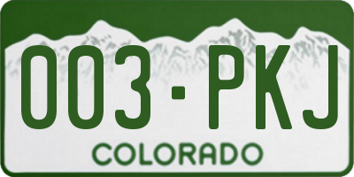 CO license plate 003PKJ