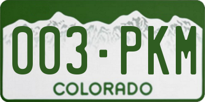 CO license plate 003PKM