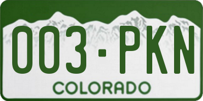 CO license plate 003PKN