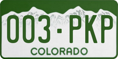 CO license plate 003PKP