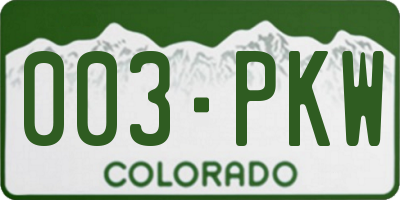 CO license plate 003PKW