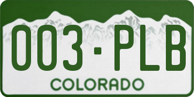 CO license plate 003PLB