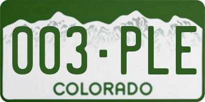 CO license plate 003PLE