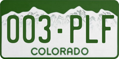 CO license plate 003PLF