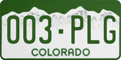 CO license plate 003PLG