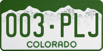 CO license plate 003PLJ