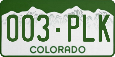CO license plate 003PLK
