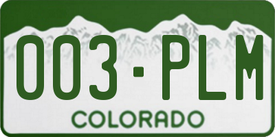 CO license plate 003PLM