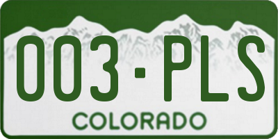 CO license plate 003PLS