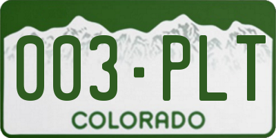 CO license plate 003PLT