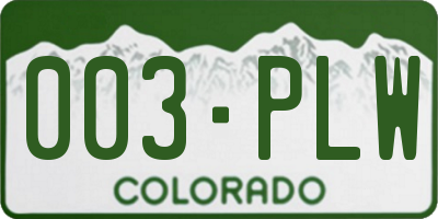 CO license plate 003PLW