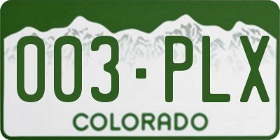 CO license plate 003PLX