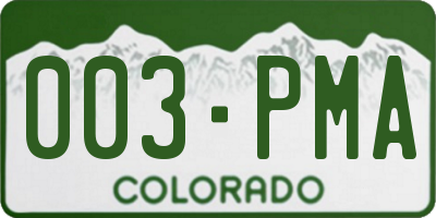 CO license plate 003PMA