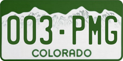 CO license plate 003PMG