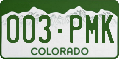 CO license plate 003PMK