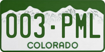 CO license plate 003PML