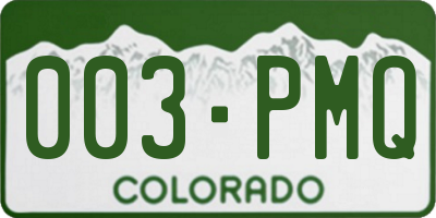 CO license plate 003PMQ