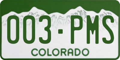 CO license plate 003PMS