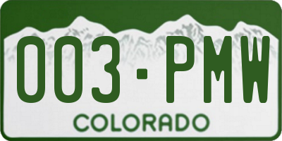 CO license plate 003PMW