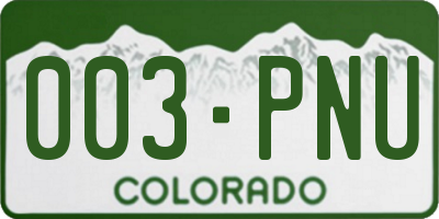 CO license plate 003PNU