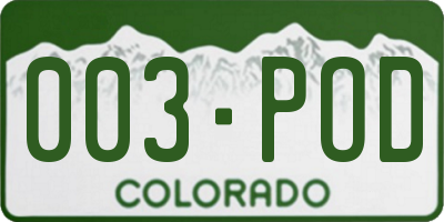CO license plate 003POD