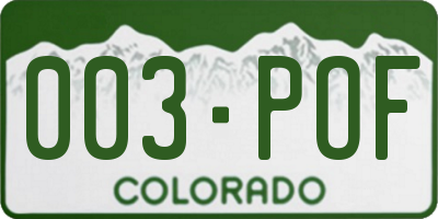 CO license plate 003POF