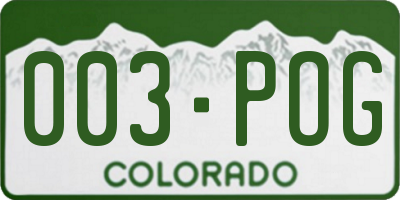 CO license plate 003POG