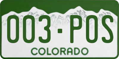 CO license plate 003POS