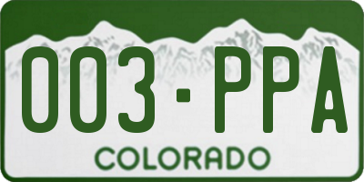 CO license plate 003PPA