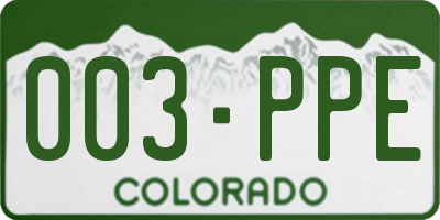 CO license plate 003PPE