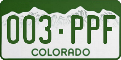 CO license plate 003PPF