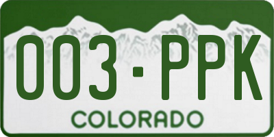 CO license plate 003PPK