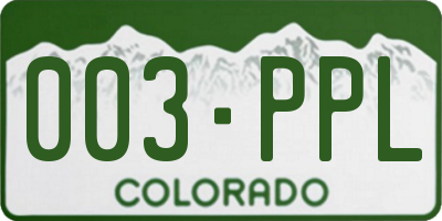 CO license plate 003PPL