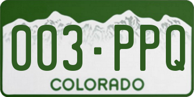 CO license plate 003PPQ