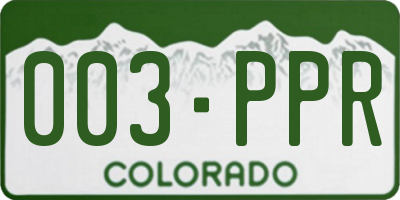 CO license plate 003PPR