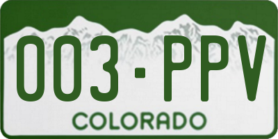 CO license plate 003PPV