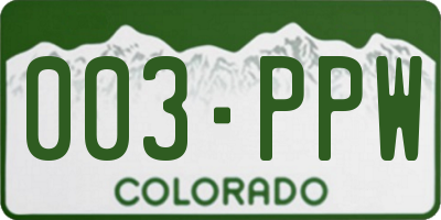 CO license plate 003PPW