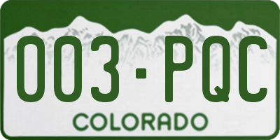 CO license plate 003PQC