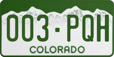 CO license plate 003PQH