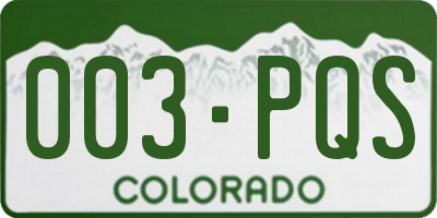 CO license plate 003PQS