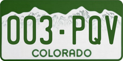 CO license plate 003PQV