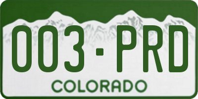 CO license plate 003PRD